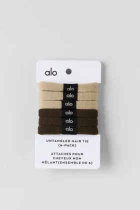 Haargummis „Untangled“ (6er-Pack) – Beige/Espresso