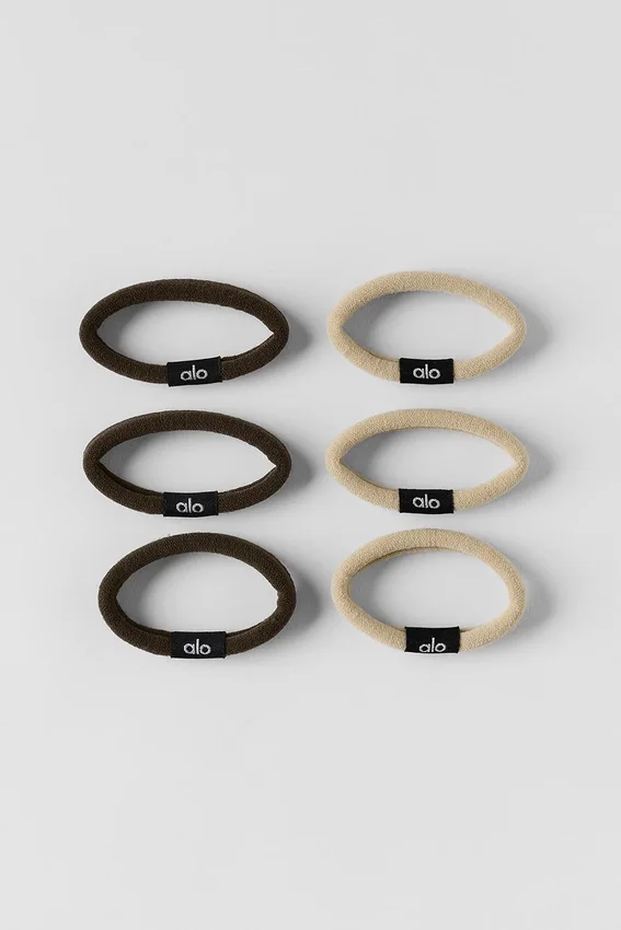 Haargummis „Untangled“ (6er-Pack) – Beige/Espresso