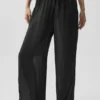 Halbtransparente „Golden Hour“-High-Waist-Geradbein-Hose – Schwarz