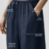 Halbtransparente „Golden Hour“-Hose mit High-Waist und geradem Bein – Marineblau