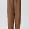 Halbtransparente „Golden Hour“-Hose mit High-Waist und geradem Bein – Sun Kissed Brown