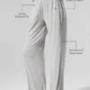 Halbtransparente, zarte Lounge-Hose mit ausgestelltem Bein – Athletic Heather Grey