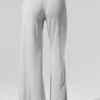Halbtransparente, zarte Lounge-Hose mit ausgestelltem Bein – Athletic Heather Grey