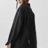 Halbtransparentes „Golden Hour“-Langarmshirt mit Knöpfen – Schwarz