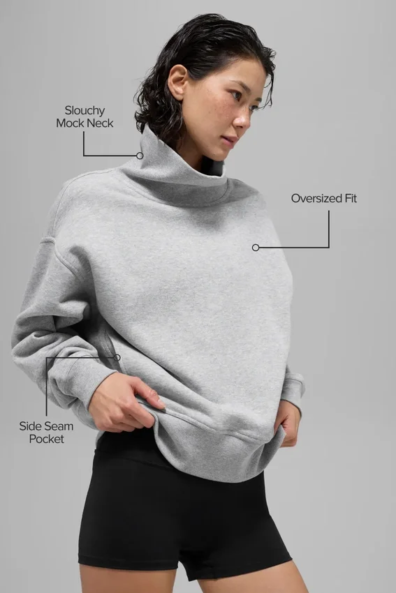 Hazy Pullover mit Stehkragen – Athletic Heather Grey