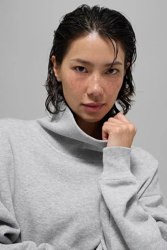Hazy Pullover mit Stehkragen – Athletic Heather Grey