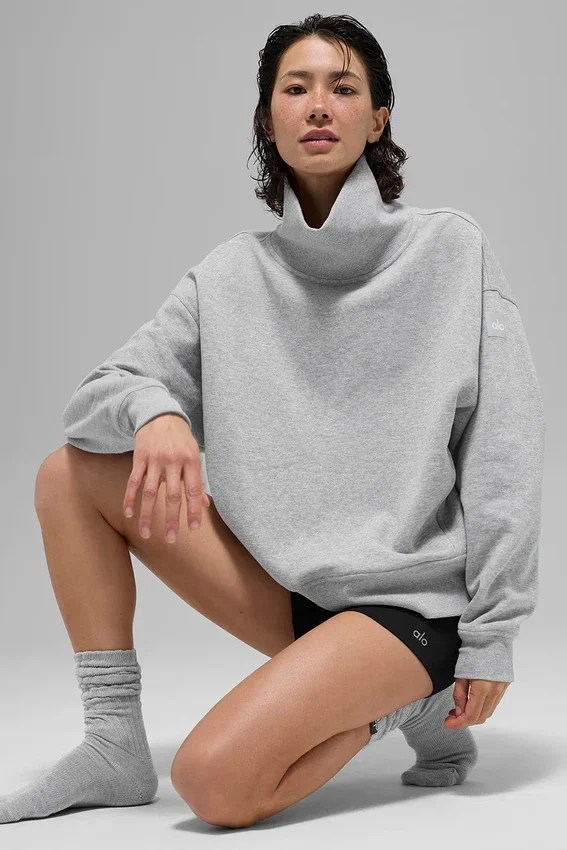 Hazy Pullover mit Stehkragen – Athletic Heather Grey