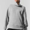 Hazy Pullover mit Stehkragen – Dunkles Athletic-Melange-Grau