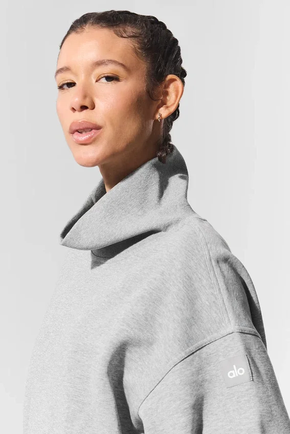 Hazy Pullover mit Stehkragen – Dunkles Athletic-Melange-Grau
