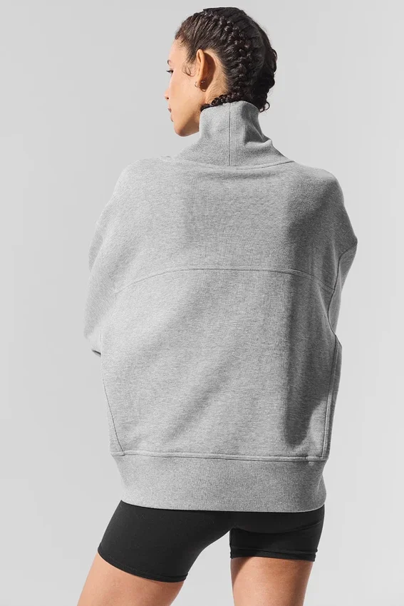 Hazy Pullover mit Stehkragen – Dunkles Athletic-Melange-Grau