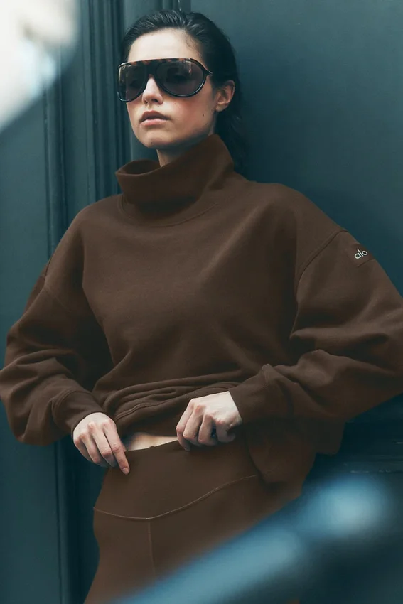 Hazy Pullover mit Stehkragen – Espresso