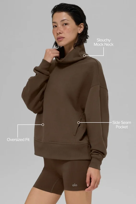 Hazy Pullover mit Stehkragen – Espresso