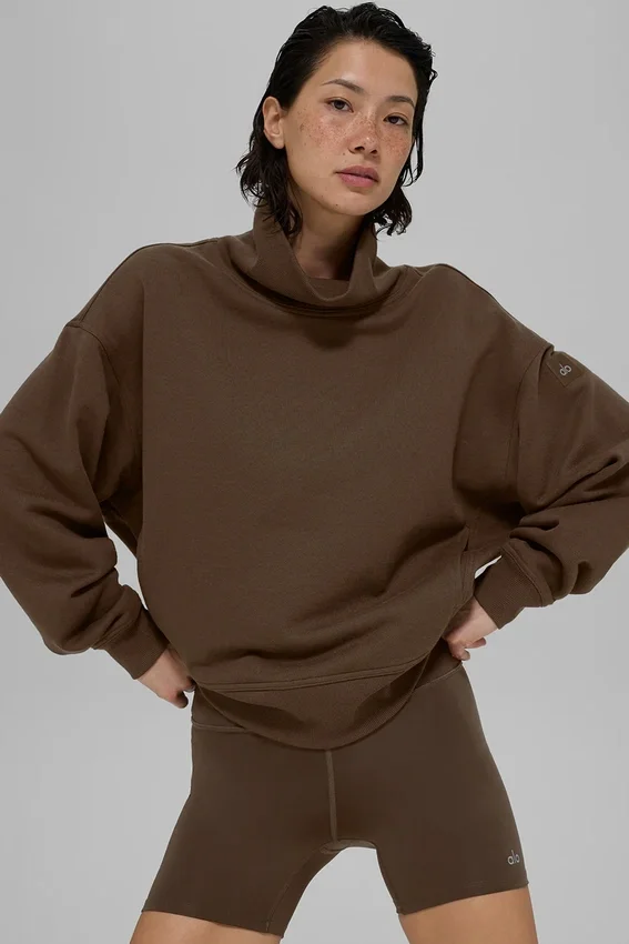 Hazy Pullover mit Stehkragen – Espresso