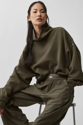Hazy Pullover mit Stehkragen – Olive Tree