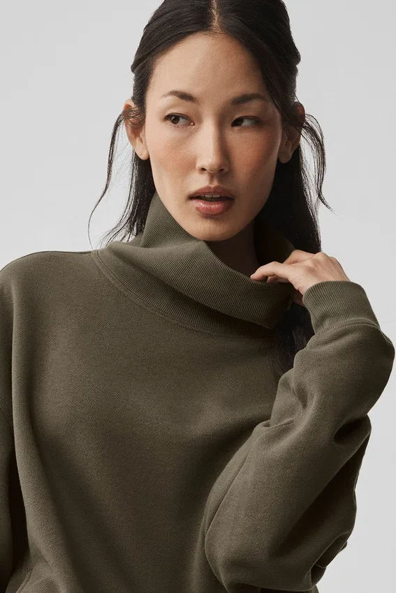 Hazy Pullover mit Stehkragen – Olive Tree