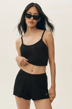 Heatwave-Shorts aus Seiden-Kaschmir mit mittlerer Leibhöhe – Schwarz