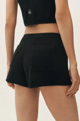 Heatwave-Shorts aus Seiden-Kaschmir mit mittlerer Leibhöhe – Schwarz