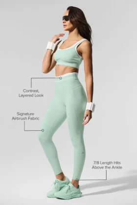 High-Waist 7/8 Better Together Leggings – Spearmint/Weiß