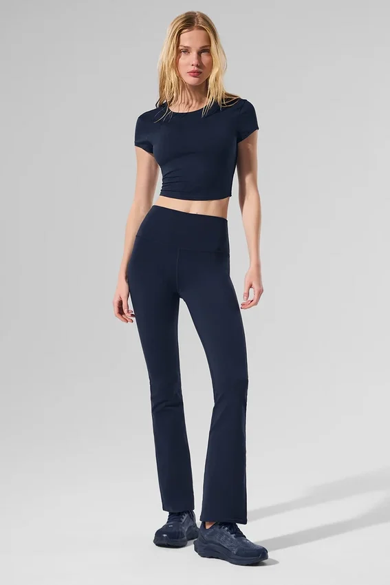 High-Waist 7/8 Bootcut-Leggings – Navy