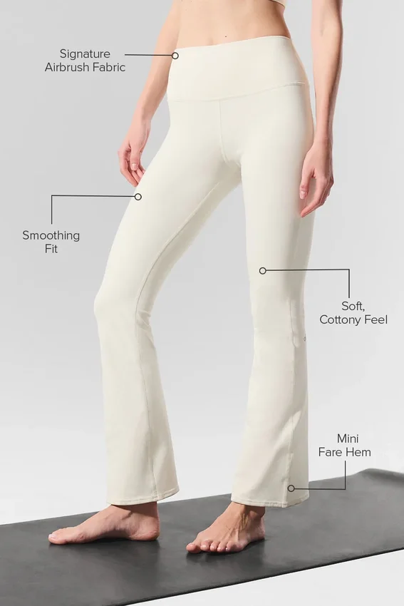 High-Waist Airbrush 7/8 Bootcut-Leggings – Elfenbein