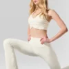 High-Waist Airbrush 7/8 Bootcut-Leggings – Elfenbein
