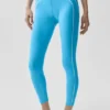 High-Waist Airbrush 7/8 Heart Throb Leggings – Azurblau/Weiß