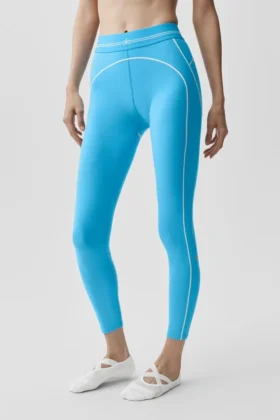 High-Waist Airbrush 7/8 Heart Throb Leggings – Azurblau/Weiß