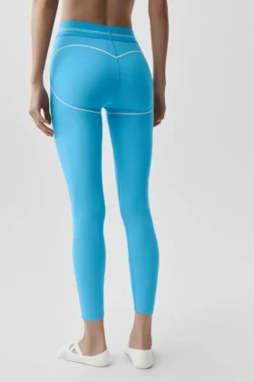 High-Waist Airbrush 7/8 Heart Throb Leggings – Azurblau/Weiß