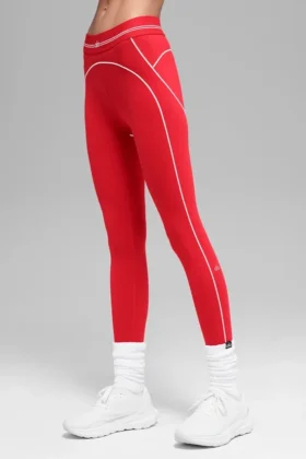 High-Waist Airbrush 7/8 Heart Throb Leggings – Leuchtend Rot/Weiß