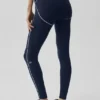 High-Waist Airbrush 7/8 Heart Throb Leggings – Marineblau/Weiß