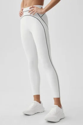 High-Waist Airbrush 7/8 Heart Throb Leggings – Weiß/Schwarz