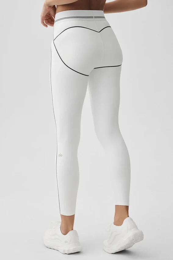 High-Waist Airbrush 7/8 Heart Throb Leggings – Weiß/Schwarz