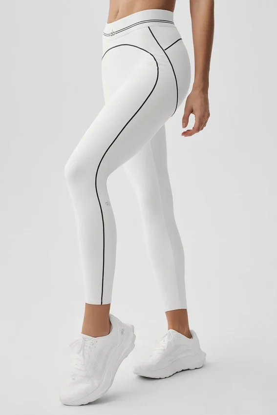 High-Waist Airbrush 7/8 Heart Throb Leggings – Weiß/Schwarz