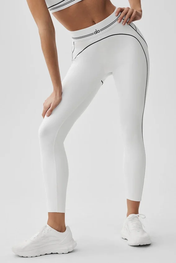High-Waist Airbrush 7/8 Heart Throb Leggings – Weiß/Schwarz
