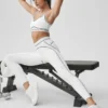 High-Waist Airbrush 7/8 Heart Throb Leggings – Weiß/Schwarz
