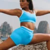 High-Waist Airbrush Better Together Shorts – Azurblau/Weiß