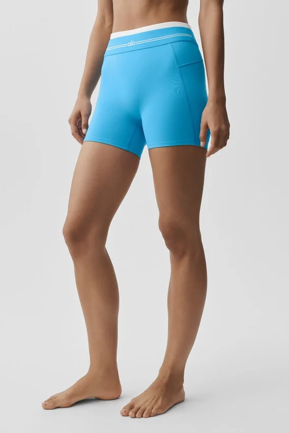 High-Waist Airbrush Better Together Shorts – Azurblau/Weiß