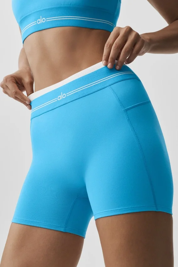 High-Waist Airbrush Better Together Shorts – Azurblau/Weiß