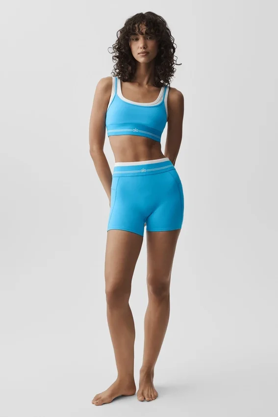 High-Waist Airbrush Better Together Shorts – Azurblau/Weiß