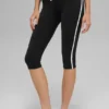 High-Waist Airbrush Caprihose im Race-Pace-Stil – Schwarz/Weiß