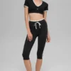 High-Waist Airbrush Caprihose im Race-Pace-Stil – Schwarz/Weiß