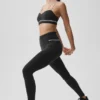 High-Waist Airbrush Fast Track Leggings – Schwarz/Weiß