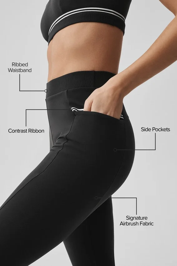 High-Waist Airbrush Fast Track Leggings – Schwarz/Weiß