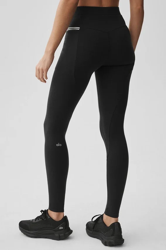 High-Waist Airbrush Fast Track Leggings – Schwarz/Weiß