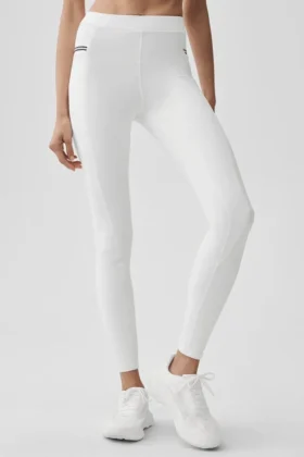 High-Waist Airbrush Fast Track Leggings – Weiß/Schwarz
