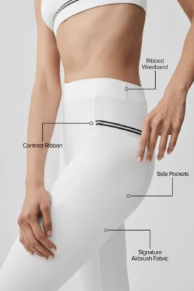 High-Waist Airbrush Fast Track Leggings – Weiß/Schwarz