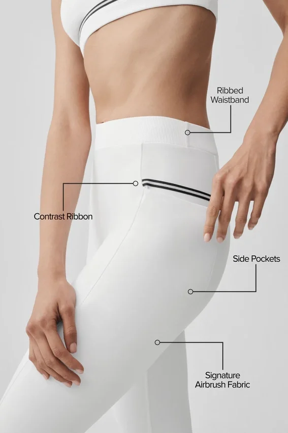High-Waist Airbrush Fast Track Leggings – Weiß/Schwarz
