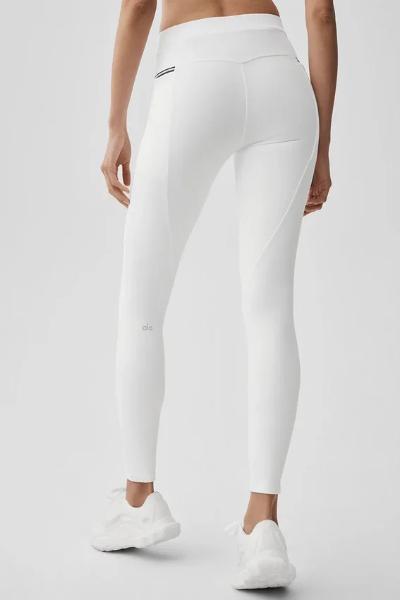 High-Waist Airbrush Fast Track Leggings – Weiß/Schwarz