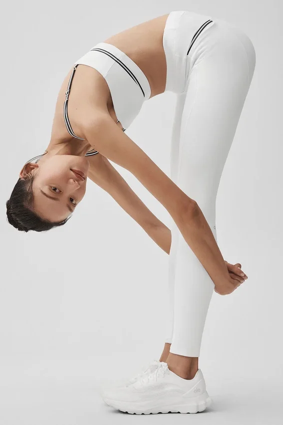 High-Waist Airbrush Fast Track Leggings – Weiß/Schwarz