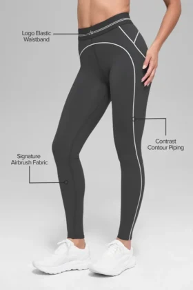 High-Waist Airbrush Heart Throb Leggings – Anthrazit/Weiß